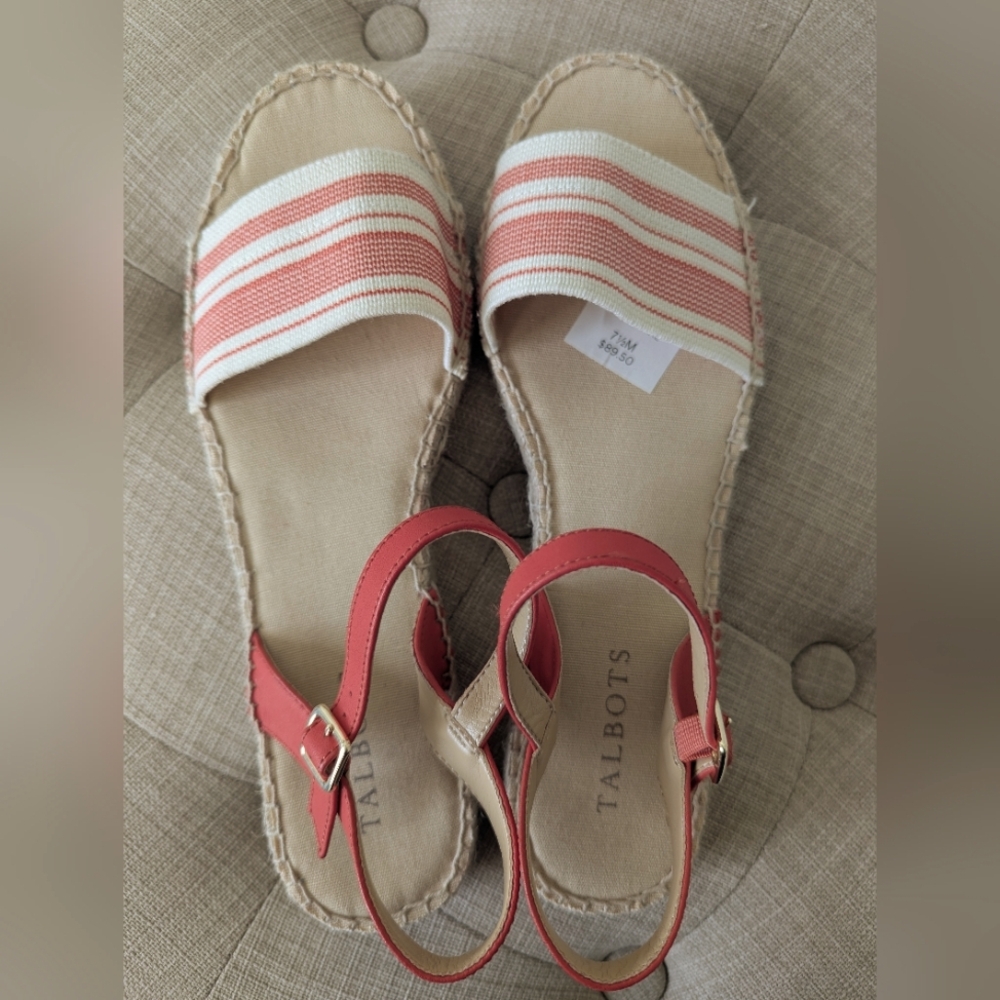 Talbot's spicy orange and white striped sandals - size 7.5 NWT